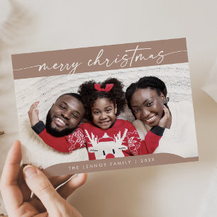 Boho Chic Neutral Easy Modern Photo Christmas Holiday Card