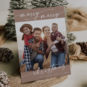 Boho Chic Neutral Family Photo Cute Christmas Holiday Card