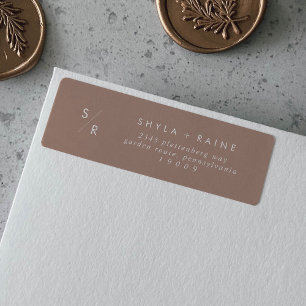 Boho Chic Neutral Taupe Monogram Address Labels
