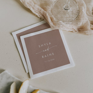 Boho Chic Neutral Taupe Monogram Wedding Napkins