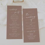 Boho Chic Neutral Taupe Tea Length Wedding Program<br><div class="desc">This boho chic neutral taupe tea length wedding program is perfect for a minimalist wedding ceremony. The beige brown earth tone modern bohemian design features simple rustic calligraphy with a unique yet classic style. Personalize your wedding program with you names, wedding date, location, order of service, wedding party and optional...</div>