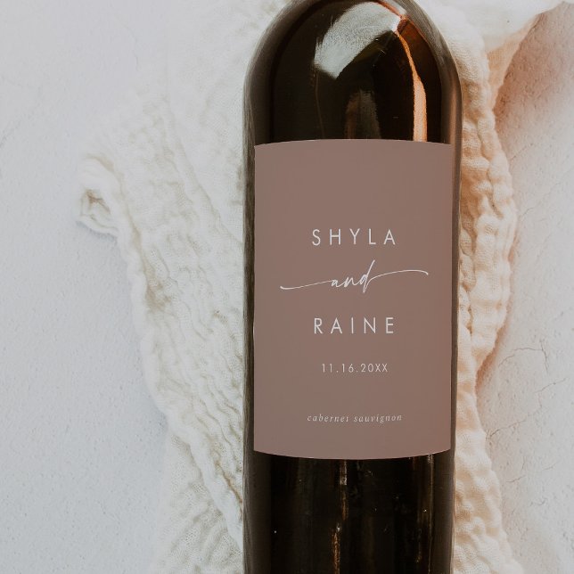 Boho Chic Neutral Taupe Wedding Wine Labels (Creator Uploaded)