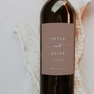 Boho Chic Neutre Taupe Mariage Étiquettes de vin
