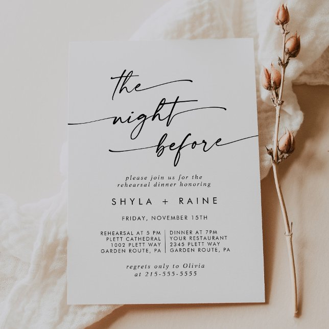 Boho Chic noir et blanc Invitations de la répétiti (Créateur téléchargé)