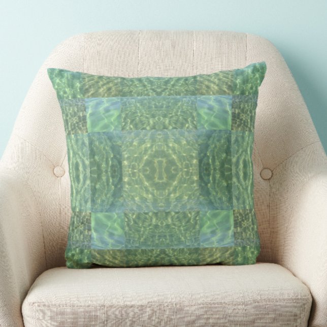 Boho Chic Ocean Green and Seafoam Throw Pillow (Creator Uploaded)