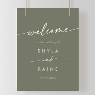 Boho Chic Olive Green DIY Wedding Welcome Sign