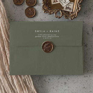 Boho Chic Olive Green Enveloppes Mariages
