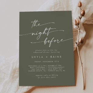 Boho Chic Olive Green Rehearsal Invitations