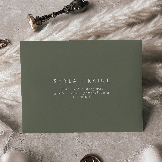 Boho Chic Olive Green Self-Addressed RSVP Envelope (Creator Uploaded)