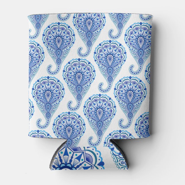 Boho Chic Paisley Seamless Oriental Can Cooler (Front)
