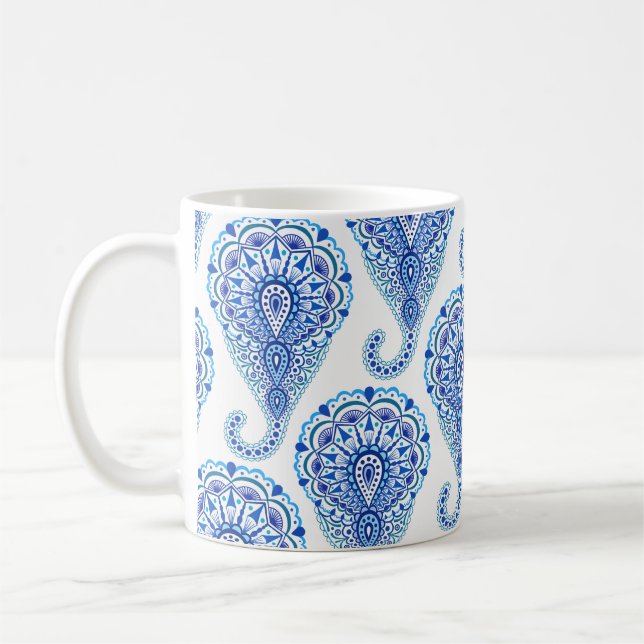 Boho Chic Paisley Seamless Oriental Coffee Mug (Left)