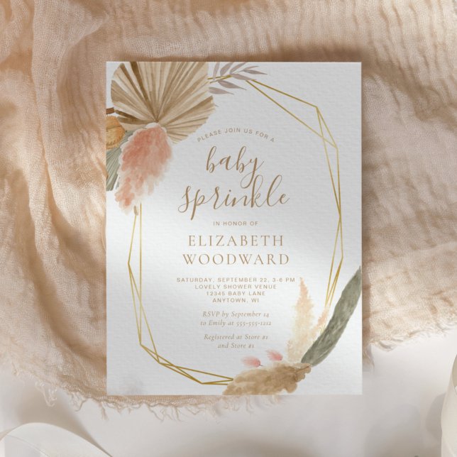 Boho Chic Pampas Grass Baby Sprinkl Invitation (Créateur téléchargé)