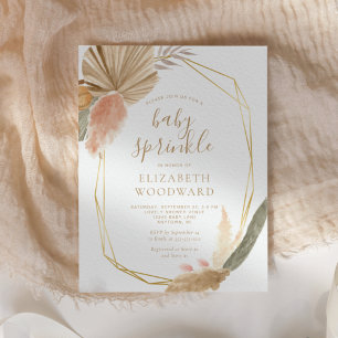 Boho Chic Pampas Grass Baby Sprinkle Invitation Postcard