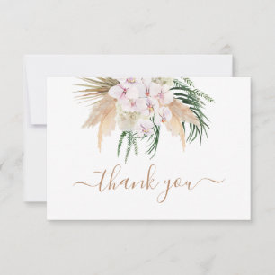 Boho Chic Pampas Grass dried palms thank you Card