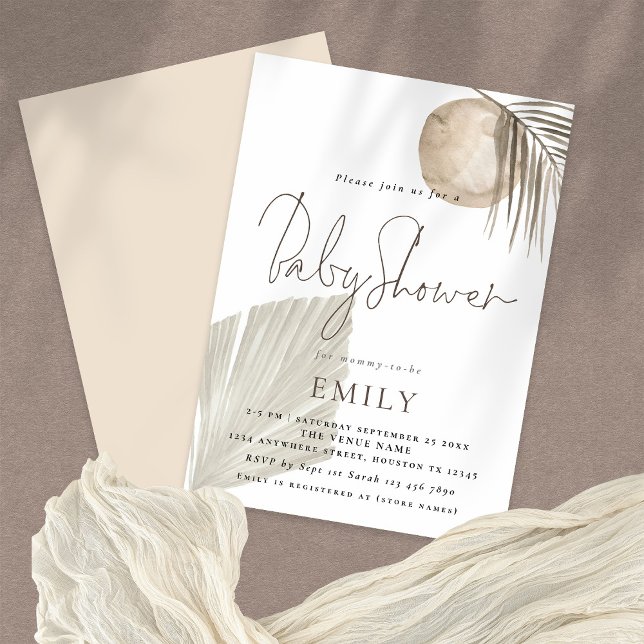 Boho Chic Pampas Grass Gender Neutral Baby Shower Invitation (Creator Uploaded)