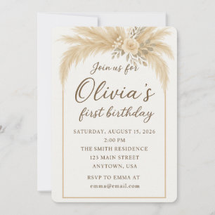 Boho Chic/Pampas Grass Invitation