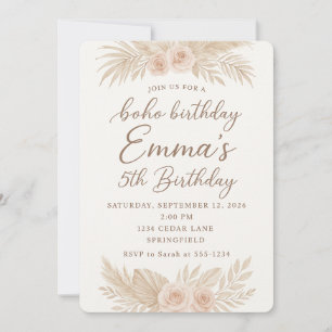 Boho Chic/Pampas Grass Invitation