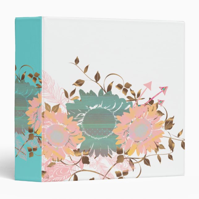 Boho Chic Pastel Sunflower Vine Binder (Front/Spine)
