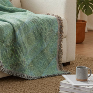 Boho Chic Patchwork Aquamarine Throw Blanket