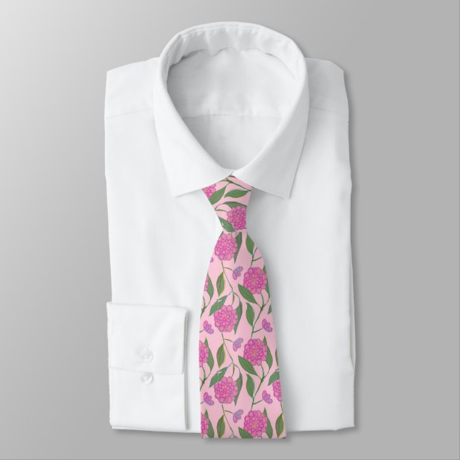 Boho Chic Pattern Groomsmen Floral Liberty Blush Tie (Tied)