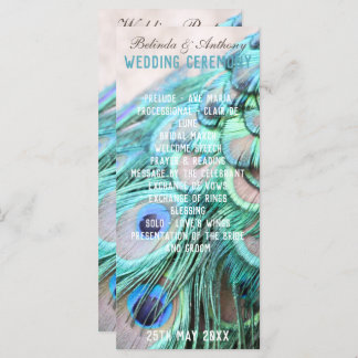 Boho Chic Peacock Back Feathers Wedding Program
