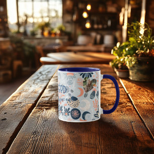 Boho Chic Personalized Mug with Celestial Floral