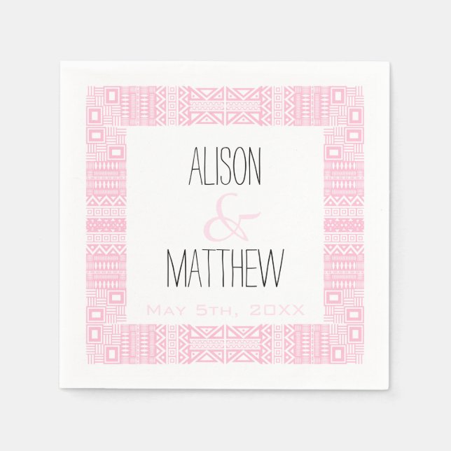 Boho-chic Personalized Wedding Paper Napkins 1 (Front)