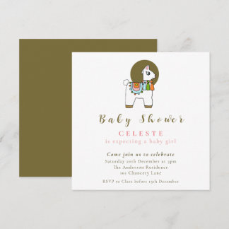 Boho chic pinata llama baby shower carte d'invitat