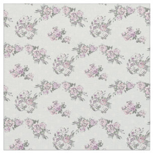 Boho chic pink lavender floral vintage polka dots fabric