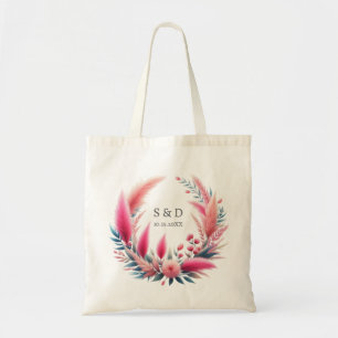 Boho Chic Pink Pampas Wedding Tote Bag