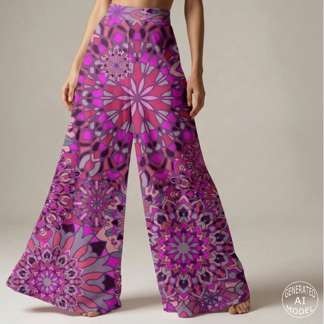  Boho Chic Pink Purple Floral Mandala Pattern Fabric (Creator Uploaded)