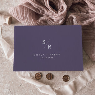 Boho Chic Plum Purple Monogram Wedding Guest Book