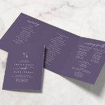 Boho Chic Plum Purple Monogram Wedding Tri-Fold Programme<br><div class="desc">This boho chic plum purple monogram wedding tri-fold program is perfect for a minimalist wedding. The moody dark purple jewel tone modern bohemian design features simple rustic calligraphy with a unique yet classic style. Personalize your wedding program with your initials, names, wedding date and location, your favourite quote or lyric,...</div>