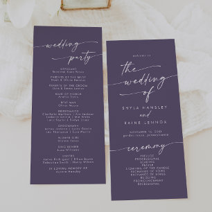 Boho Chic Plum Purple Tea Length Wedding Program