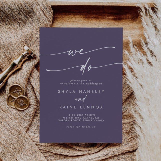 Boho Chic Plum Purple We Do Wedding Invitation (Creator Uploaded)