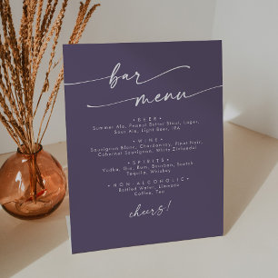 Boho Chic Plum Purple Wedding Bar Pedestal Sign