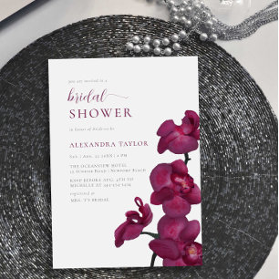 Boho Chic Purple Orchid Elegant Bridal Shower Invitation