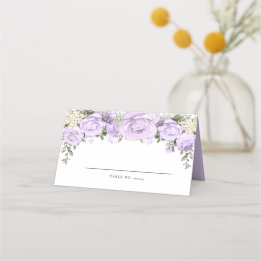 Boho Chic Purple Rose Floral Place Card