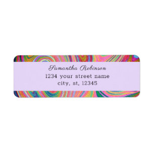 Boho Chic Rainbow Lavender Swirling Adresse de ret