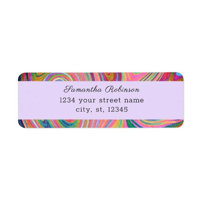 Boho Chic Rainbow Lavender Swirling Return Address (Front)