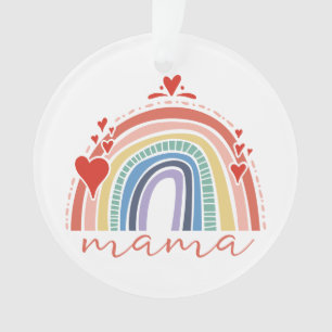Boho Chic Rainbow Mom Christmas Holiday Decor Ornament