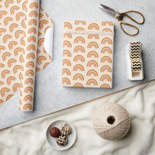 Boho Chic Rainbow Pattern in Blush and Terracotta Wrapping Paper