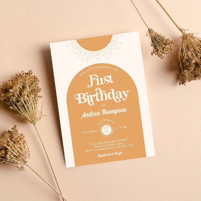 Boho Chic Ray of Sunshine First Birthday Invitation (Creator Uploaded)