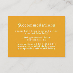 Boho Chic Retro 70's Wedding Accommodations Enclosure Card
