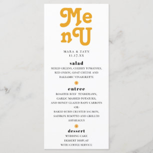 Boho Chic Retro 70's Wedding Menu