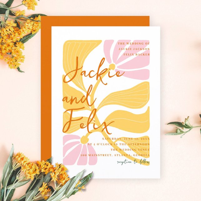 Boho Chic Retro Colorful Floral Wedding Invitation (Boho Chic Retro Colorful Floral Wedding Invitation)