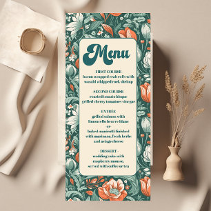 Boho Chic Retro Colourful Floral Wedding Menu