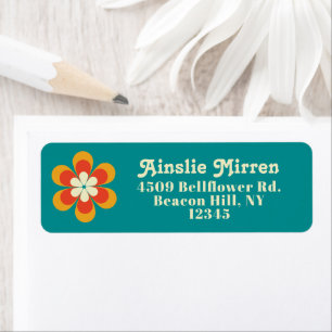 Boho Chic Retro Floral Turquoise Retourner Adresse
