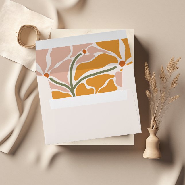 Boho Chic Retro Floral Wedding Envelope (Creator Uploaded)