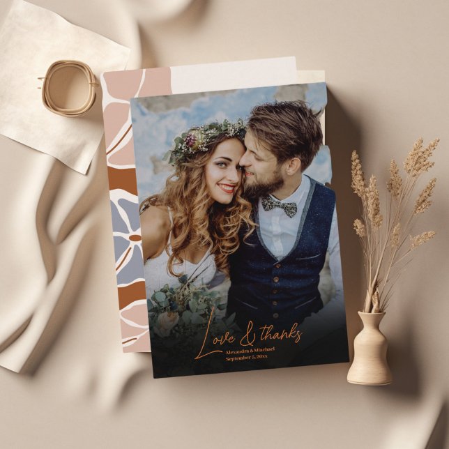 Boho Chic Retro Floral Wedding Thank You Card (Creator Uploaded)
